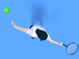 low poly kid playing tennis 3D Model