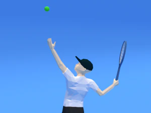 low poly kid playing tennis 3D Model