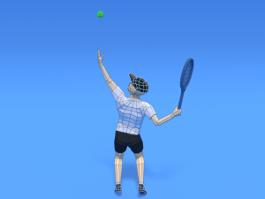 low poly kid playing tennis 3D Model
