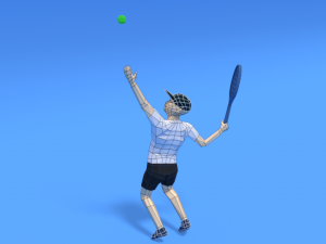 low poly kid playing tennis 3D Model