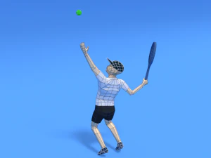 low poly kid playing tennis 3D Model
