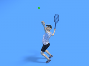 low poly kid playing tennis 3D Model