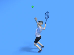 low poly kid playing tennis 3D Model