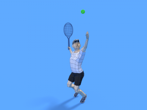 low poly kid playing tennis 3D Model