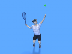 low poly kid playing tennis 3D Model
