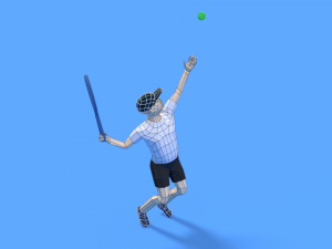 low poly kid playing tennis 3D Model