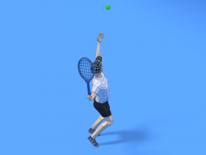 low poly kid playing tennis 3D Model