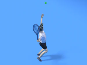 low poly kid playing tennis 3D Model