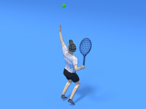 low poly kid playing tennis 3D Model