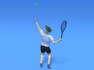 low poly kid playing tennis 3D Model