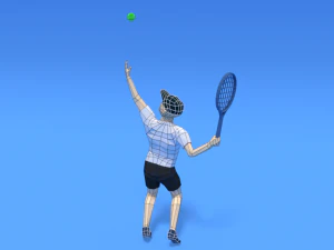 low poly kid playing tennis 3D Model