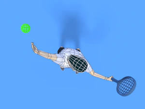 low poly kid playing tennis 3D Model