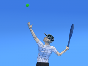 low poly kid playing tennis 3D Model