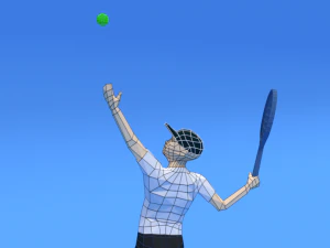low poly kid playing tennis 3D Model