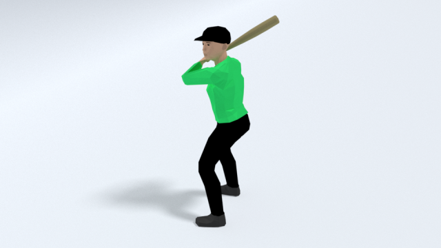 low poly kid playing baseball 3D Model .c4d .max .obj .3ds .fbx .stl .blend 