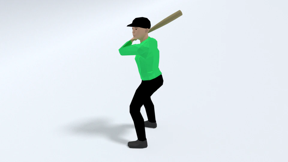 low poly kid playing baseball 3D Model .c4d .max .obj .3ds .fbx .stl .blend 