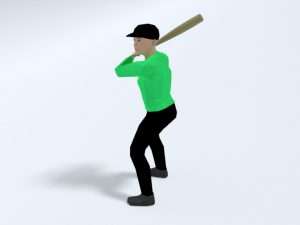 low poly kid playing baseball Modèle 3D