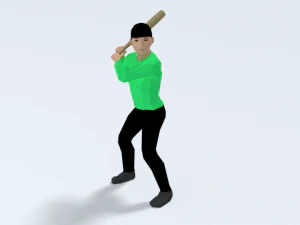 low poly kid playing baseball 3D Model