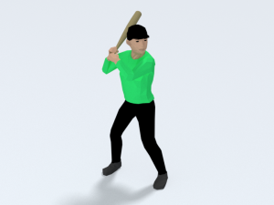 low poly kid playing baseball 3D Model