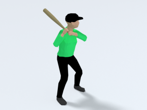 low poly kid playing baseball 3D Model