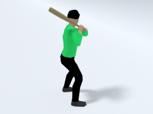 low poly kid playing baseball 3D Model