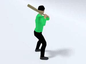 low poly kid playing baseball 3D Model