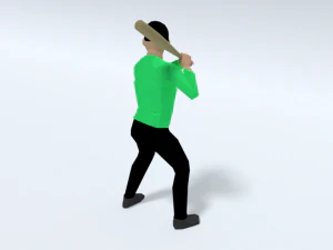 low poly kid playing baseball 3D Model