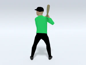 low poly kid playing baseball 3D Model