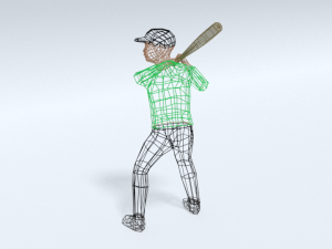 low poly kid playing baseball 3D Model