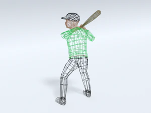 low poly kid playing baseball 3D Model