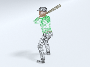 low poly kid playing baseball 3D Model