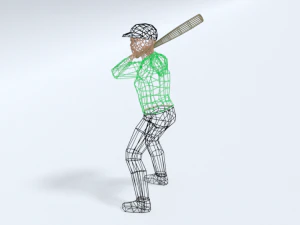 low poly kid playing baseball 3D Model