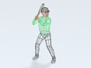 low poly kid playing baseball 3D Model