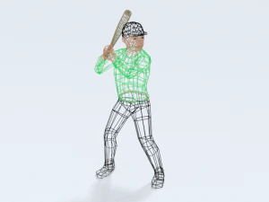 low poly kid playing baseball 3D Model