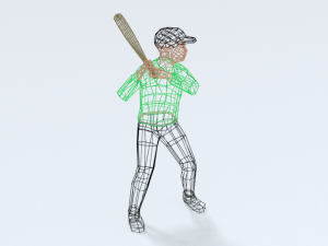 low poly kid playing baseball 3D Model