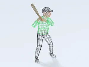 low poly kid playing baseball 3D Model