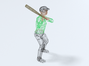 low poly kid playing baseball 3D Model