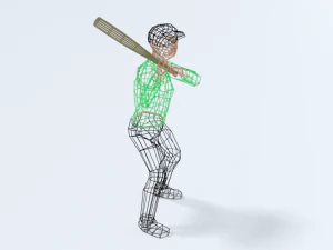 low poly kid playing baseball 3D Model