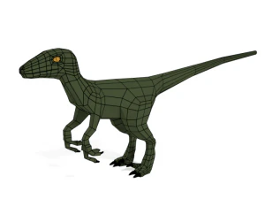 low poly cartoon velociraptor dinosaur 3D Model