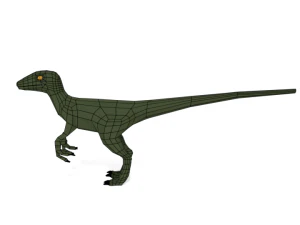 low poly cartoon velociraptor dinosaur 3D Model