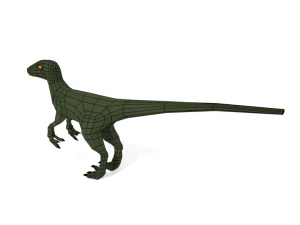 low poly cartoon velociraptor dinosaur 3D Model
