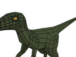 low poly cartoon velociraptor dinosaur 3D Model
