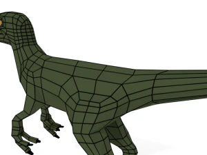 low poly cartoon velociraptor dinosaur 3D Model