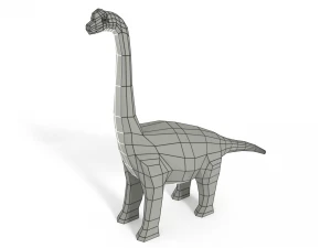 low poly cartoon brachiosaurus dinosaur 3D Model