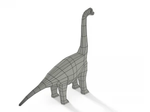 low poly cartoon brachiosaurus dinosaur 3D Model