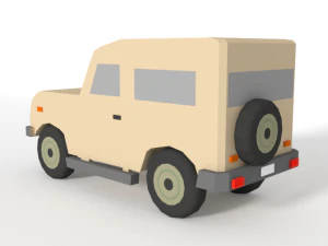 low poly cartoon jeep car 3D Model