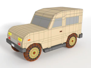 low poly cartoon jeep car 3D Model