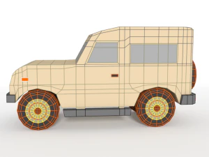 low poly cartoon jeep car 3D Model