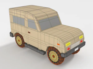 low poly cartoon jeep car 3D Model