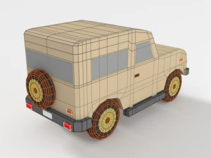 low poly cartoon jeep car 3D Model